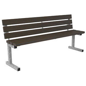 Parkbank , Füße feuerverzinkt mobil. Belattung Bambus Dunkell, BxTxH 1770x571x470 mm