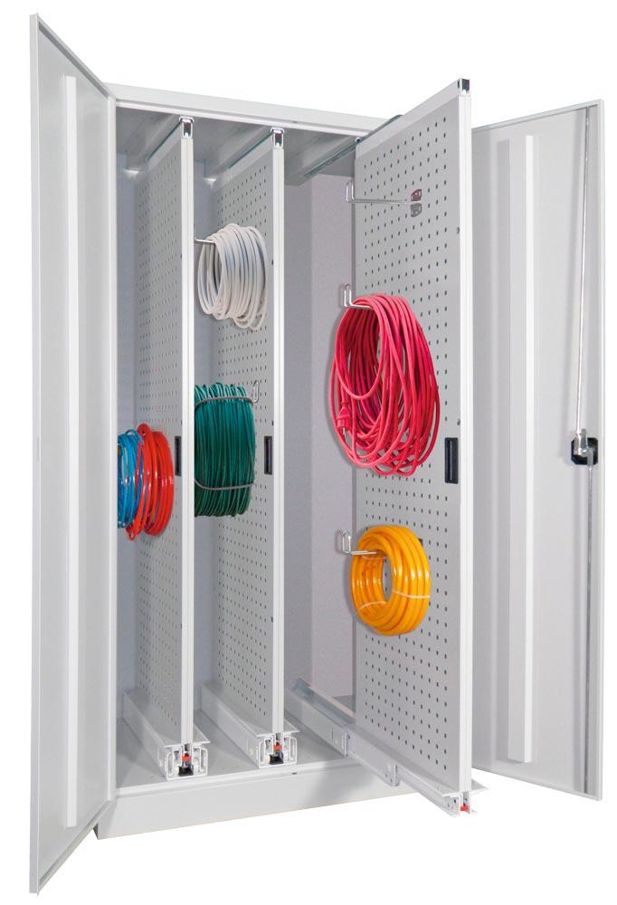 Vertikalauszugschrank, 3 Auszüge mit Lochplatten