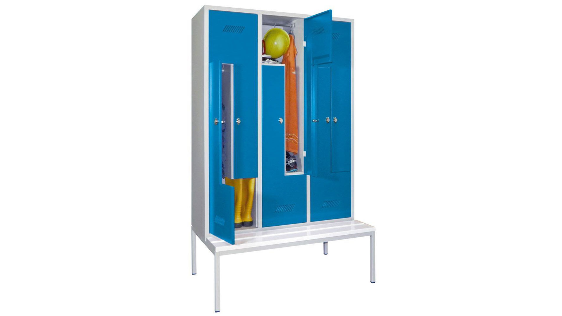 Z-Spind, Breite 100 cm, Höhe 210 cm, Tiefe 80 cm, 6 Abteile