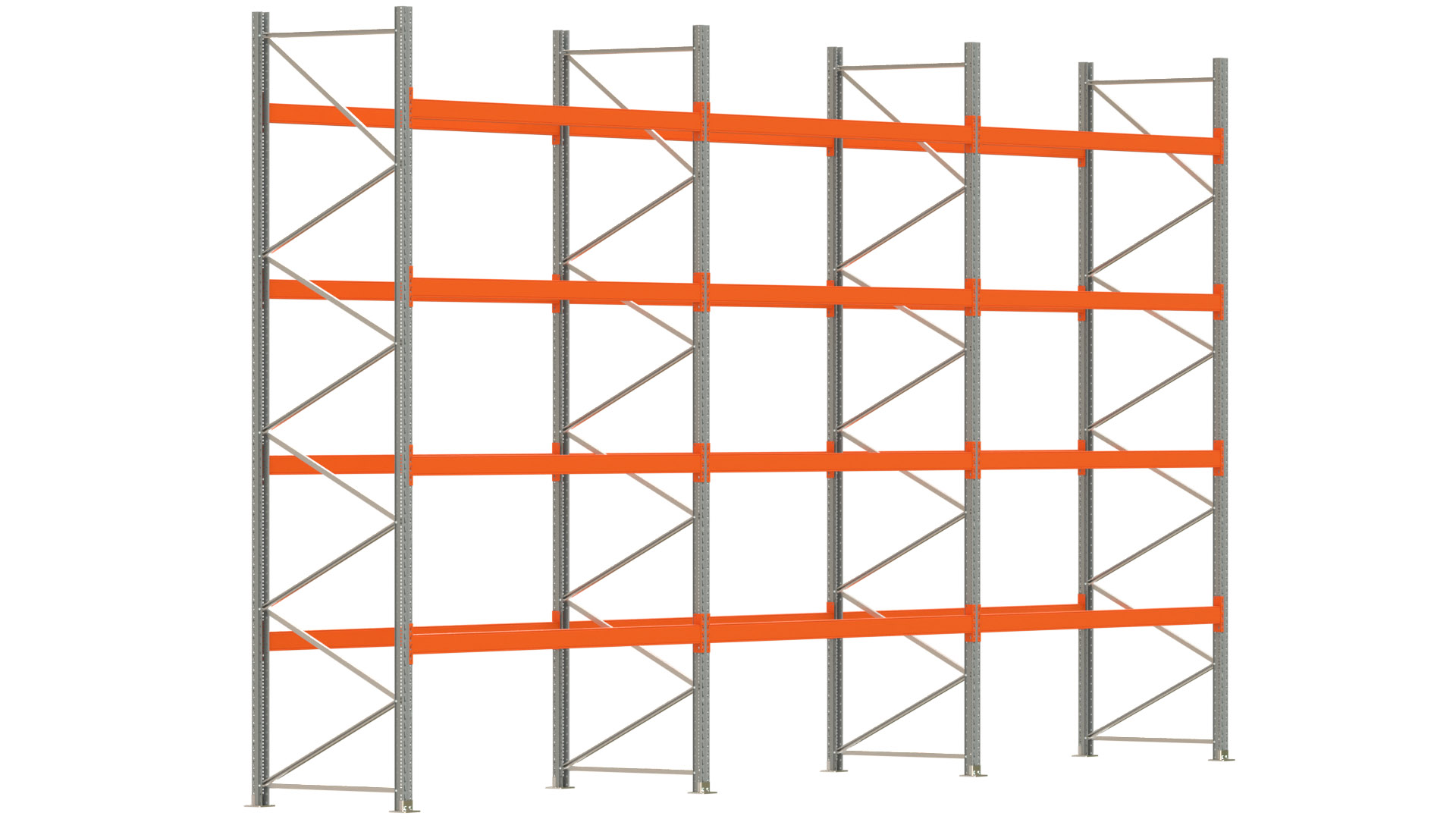 Palettenregal ARTUS - Breite 844 cm - Höhe 450 cm - Tiefe 110 cm - Fachlast 2000 kg - 45 Palettenstellplätze