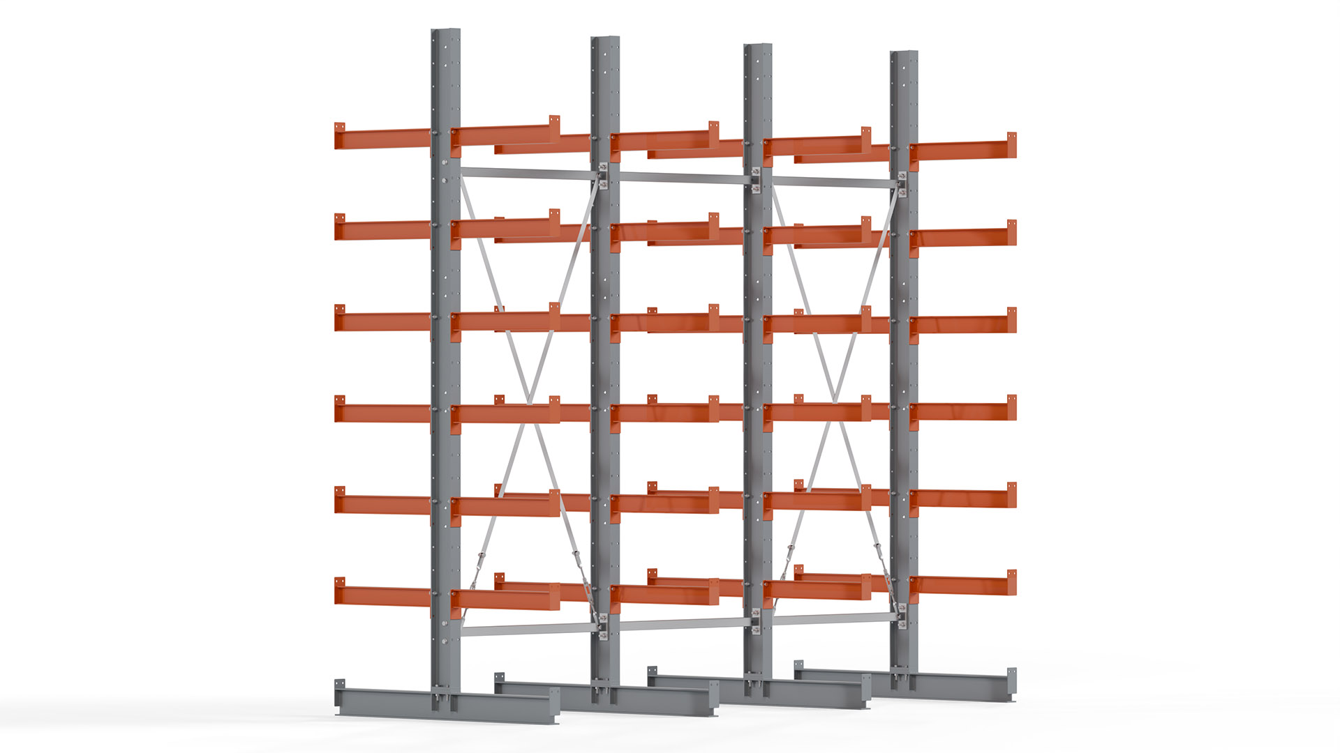 Kragarmregal KARL basic - lackiert - Breite: 300 cm - Höhe: 300 cm - Tiefe: 60 cm - Traglast je Kragarm: 740 kg - beidseitig