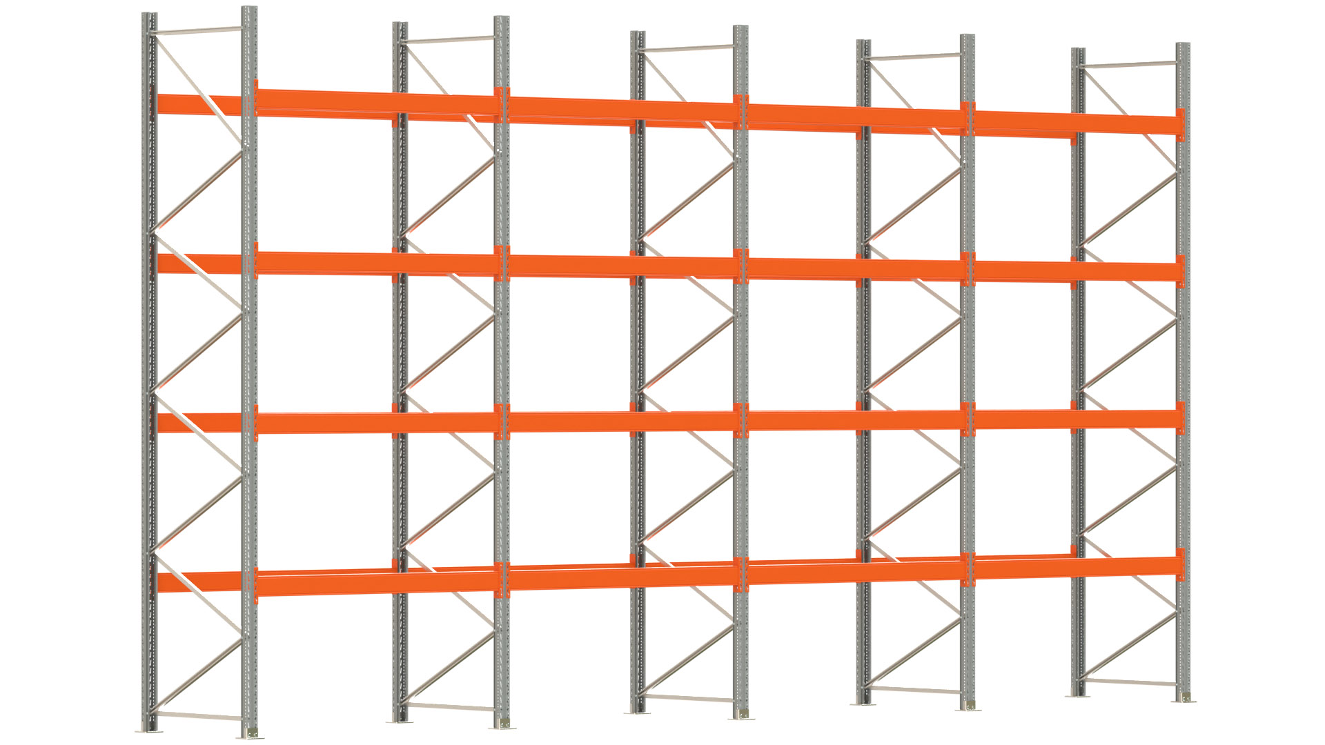 Palettenregal ARTUS - Breite 802,5 cm - Höhe 450 cm - Tiefe 110 cm - Fachlast 2000 kg - 40 Palettenstellplätze