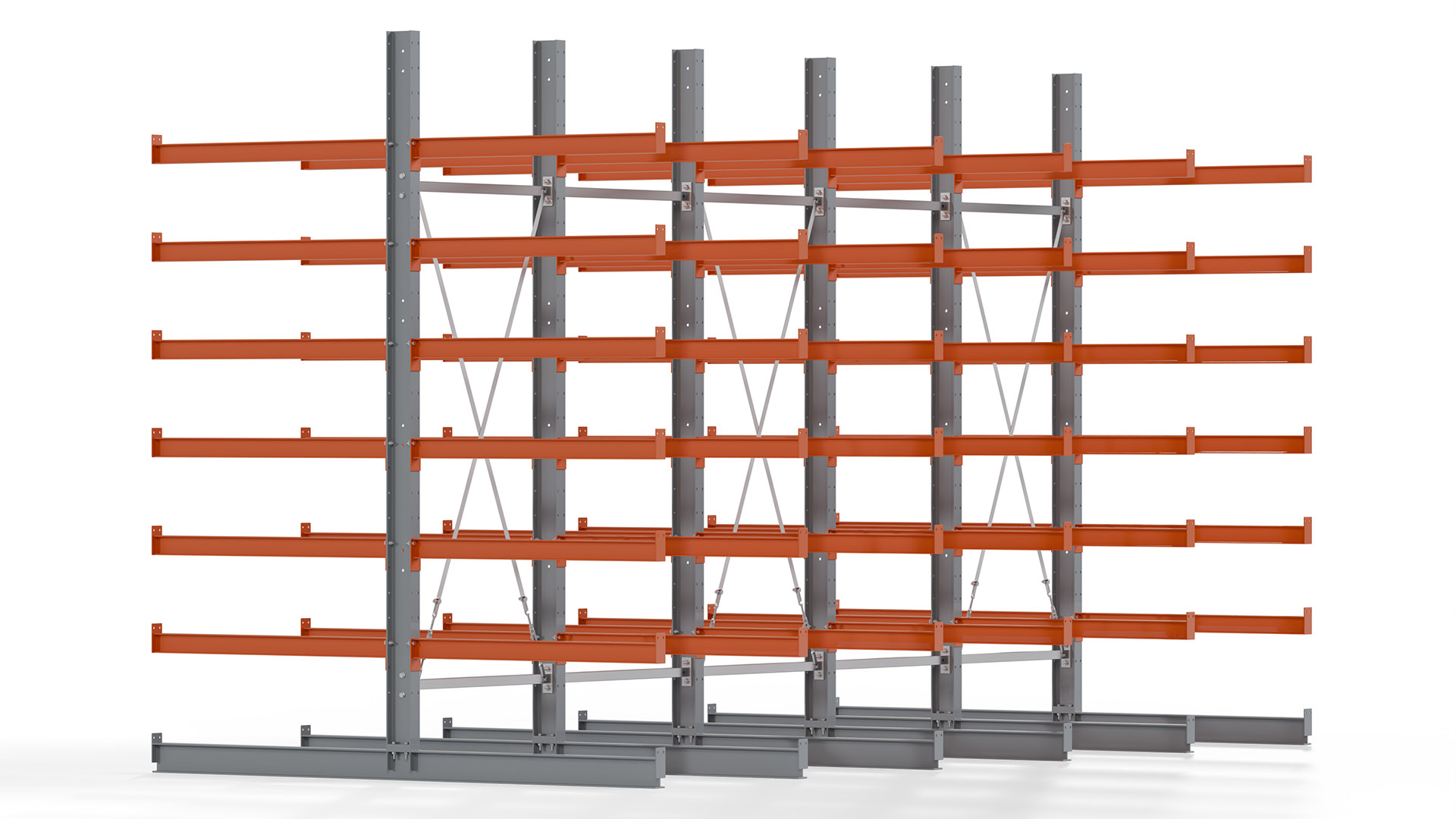Kragarmregal KARL basic - lackiert - Breite: 500 cm - Höhe: 300 cm - Tiefe: 120 cm - Traglast je Kragarm: 370 kg - beidseitig