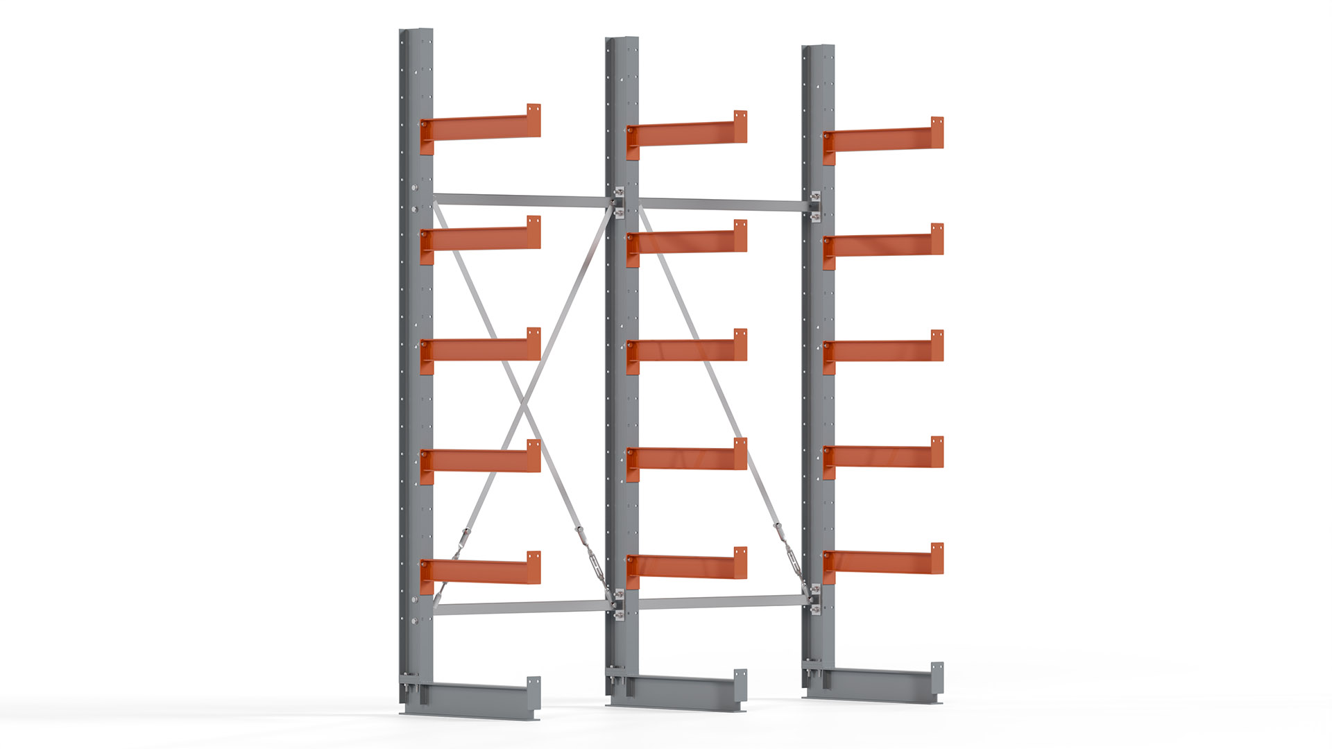Kragarmregal KARL basic - lackiert - Breite: 200 cm - Höhe: 250 cm - Tiefe: 60 cm - Traglast je Kragarm: 730 kg - einseitig