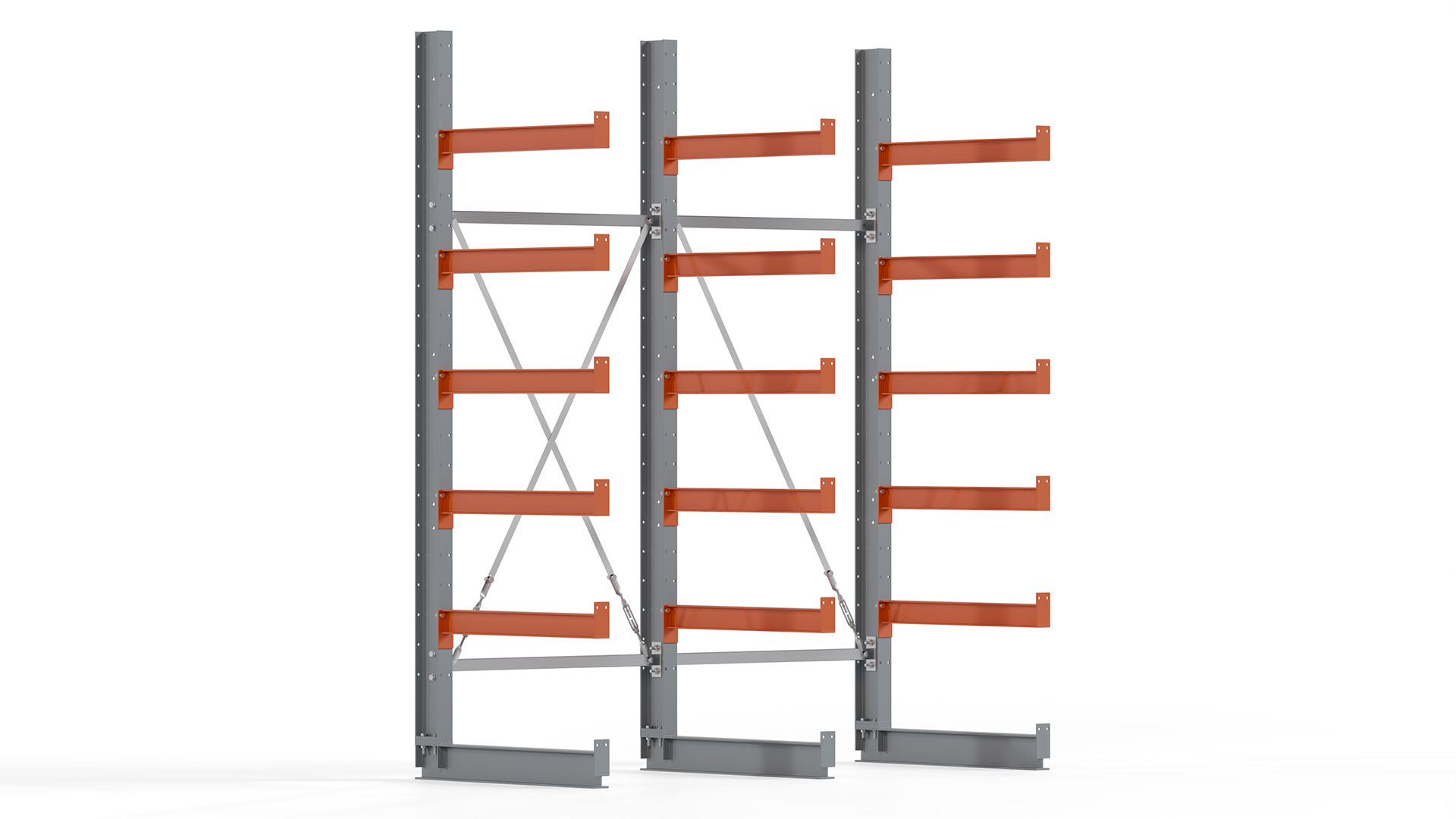 Kragarmregal KARL basic - lackiert - Breite: 200 cm - Höhe: 250 cm - Tiefe: 80 cm - Traglast je Kragarm: 550 kg - einseitig