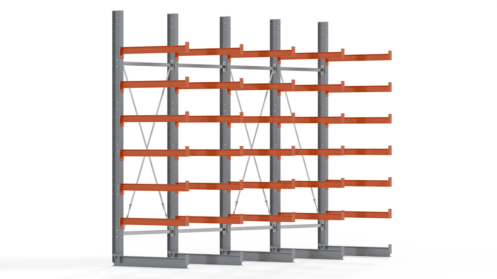 Kragarmregal KARL basic - lackiert - Breite: 400 cm - Höhe: 300 cm - Tiefe: 100 cm - Traglast je Kragarm: 450 kg - einseitig