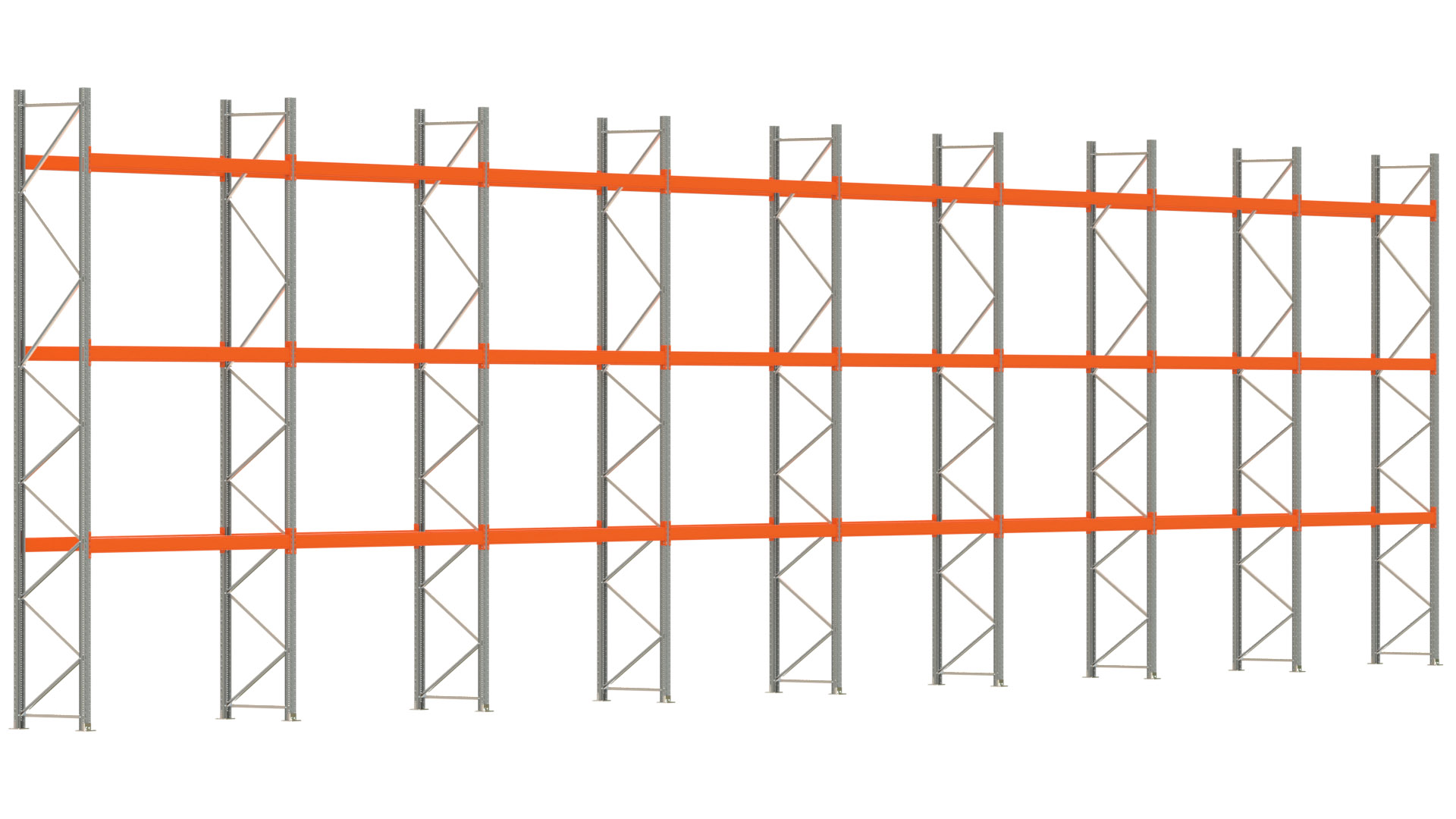 Palettenregal ARTUS - Breite 2236,5 cm - Höhe 550 cm - Tiefe 80 cm - Fachlast 2770 kg - 64 Palettenstellplätze