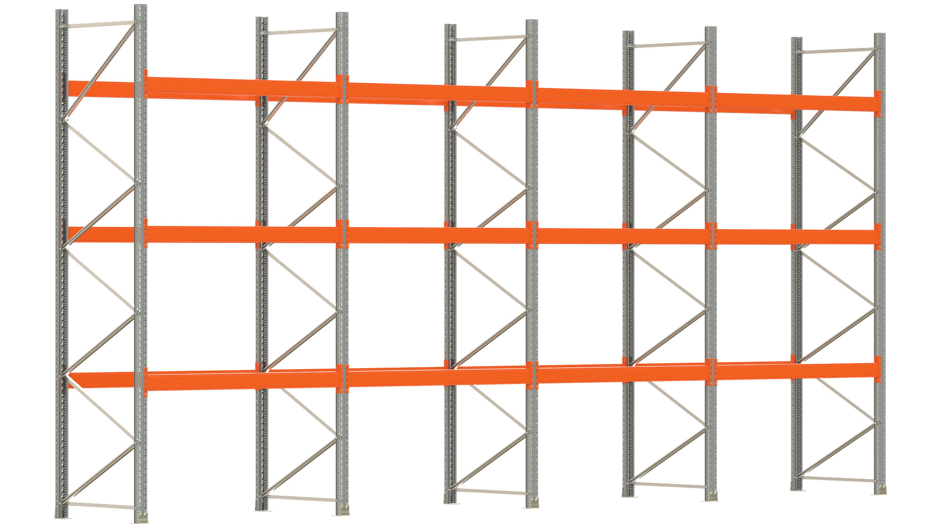 Palettenregal ARTUS - Breite 802,5 cm - Höhe 400 cm - Tiefe 110 cm - Fachlast 2000 kg - 32 Palettenstellplätze
