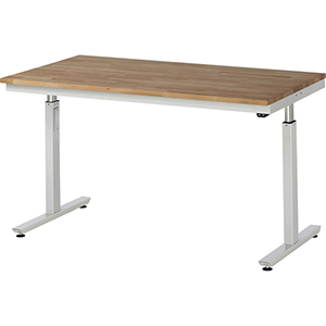 Elektrisch höhenverstellbarer Arbeitstisch, Platte Buche 25 mm, BxTxH 1500x800x720-1120 mm, RAL 7035, Flächenlast 300 kg