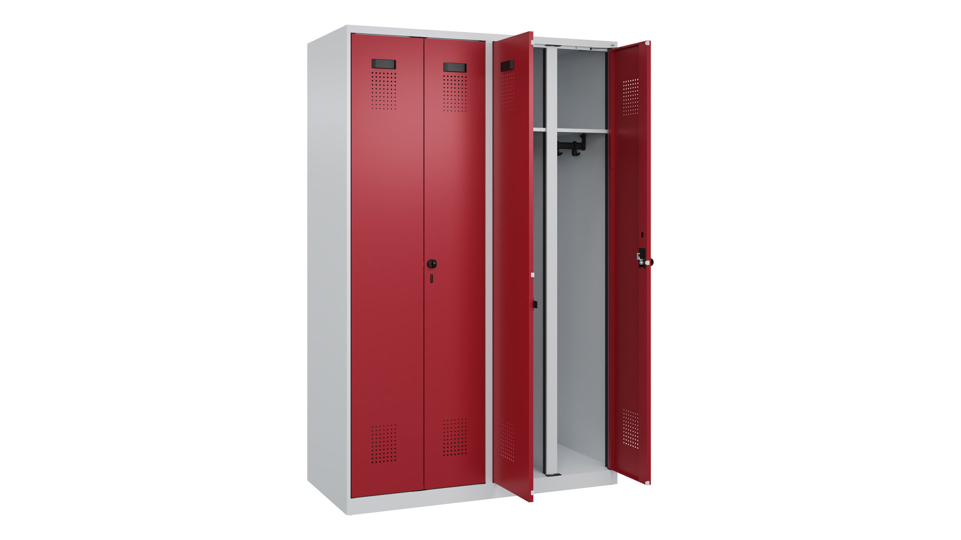 Doppelspind - schwarz weiß Trennung,  Breite 120 cm,  Höhe 185 cm,  Tiefe 50 cm,  4 Abteile