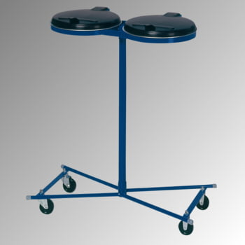 Müllsackständer mit 4 Rollen - für zwei 120 l Säcke - 1.020 x 860 x 500 mm (HxBxT) - enzianblau - Deckel Kunststoff, schwarz