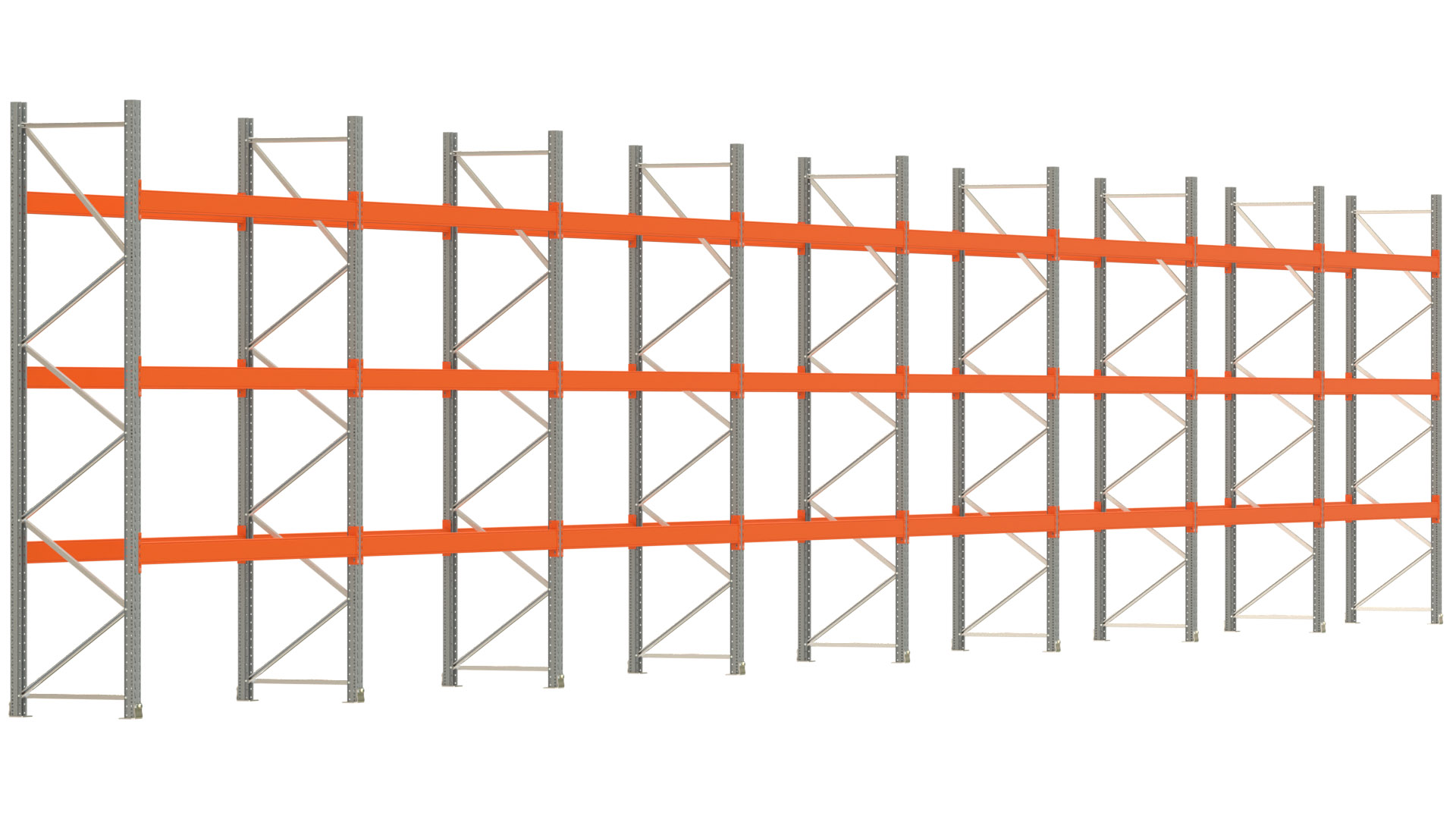 Palettenregal ARTUS - Breite 2236,5 cm - Höhe 350 cm - Tiefe 80 cm - Fachlast 3000 kg - 64 Palettenstellplätze