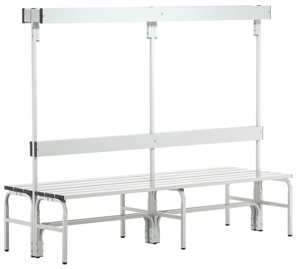 Garderobenbank, doppelseitig, Breite 150 cm, Höhe 165 cm, Tiefe 72,5 cm