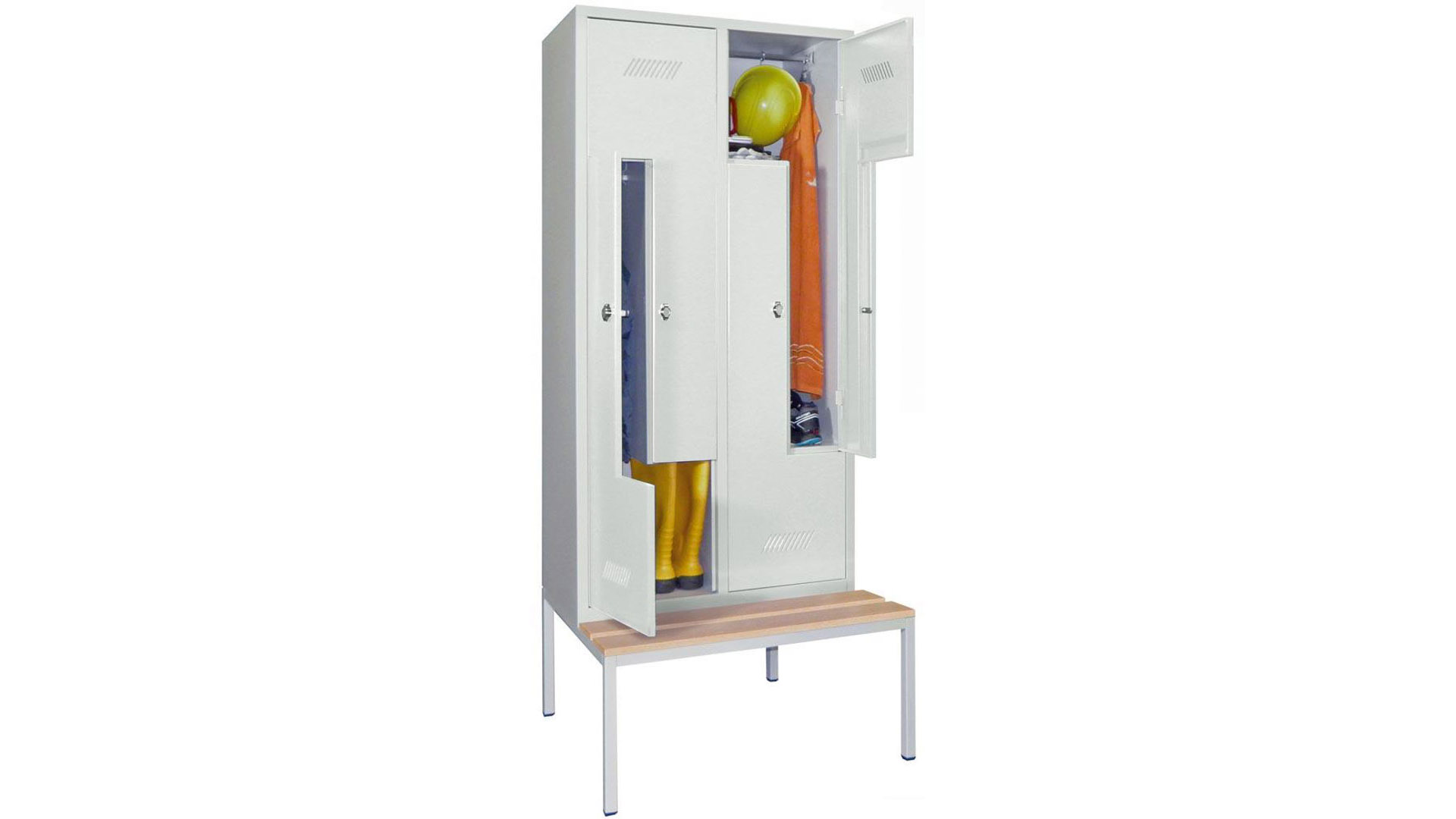 Z-Spind, Breite 80 cm, Höhe 210 cm, Tiefe 80 cm, 4 Abteile