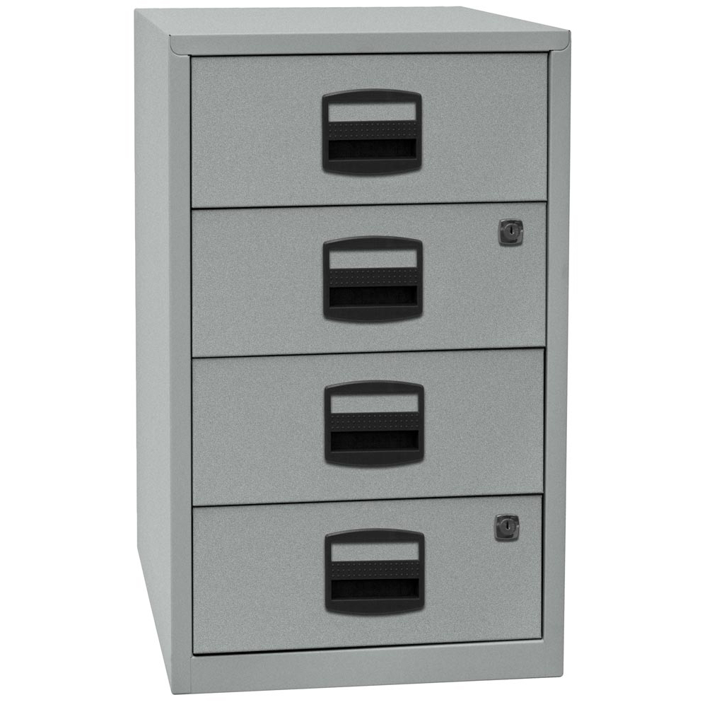 Bürocontainer, Standcontainer, BxTxH 413x400x672 mm, 4 Schubladen, silber