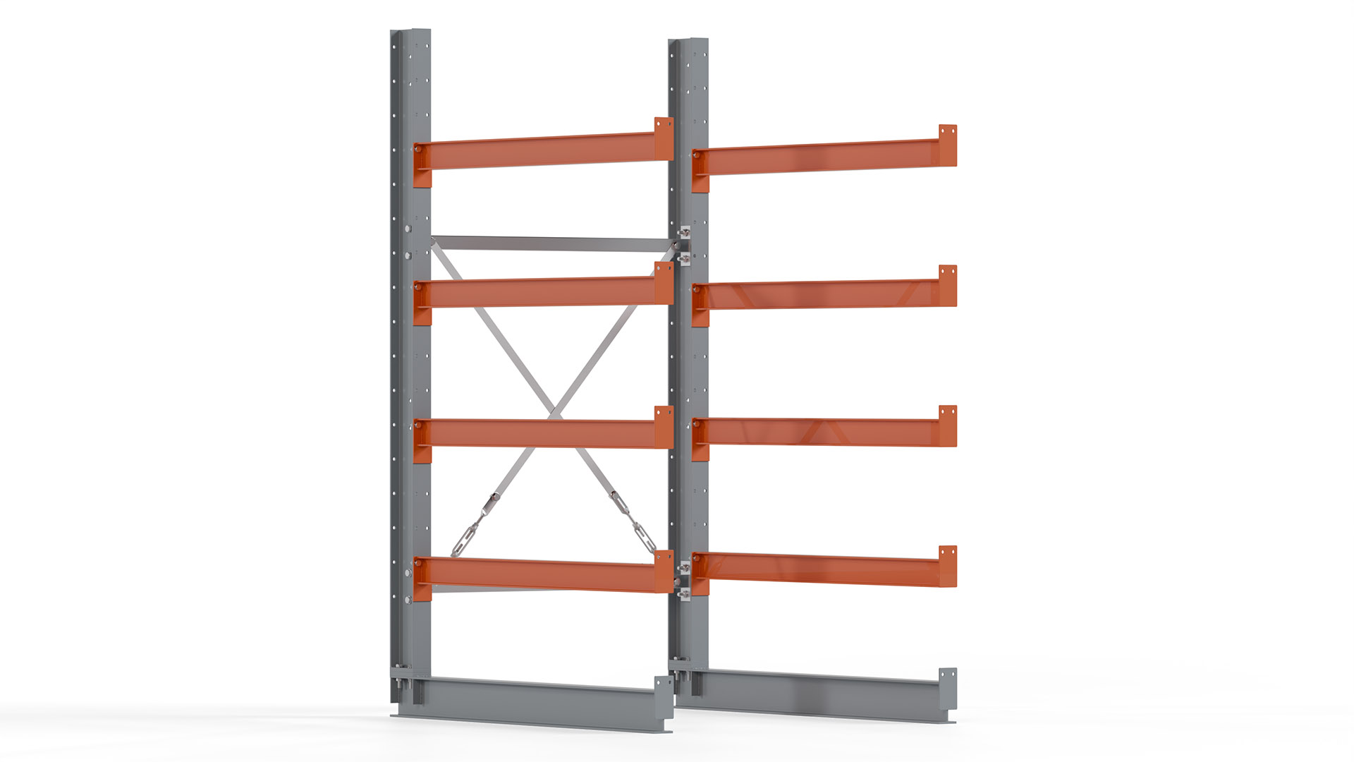 Kragarmregal KARL basic - lackiert - Breite: 100 cm - Höhe: 200 cm - Tiefe: 120 cm - Traglast je Kragarm: 370 kg - einseitig