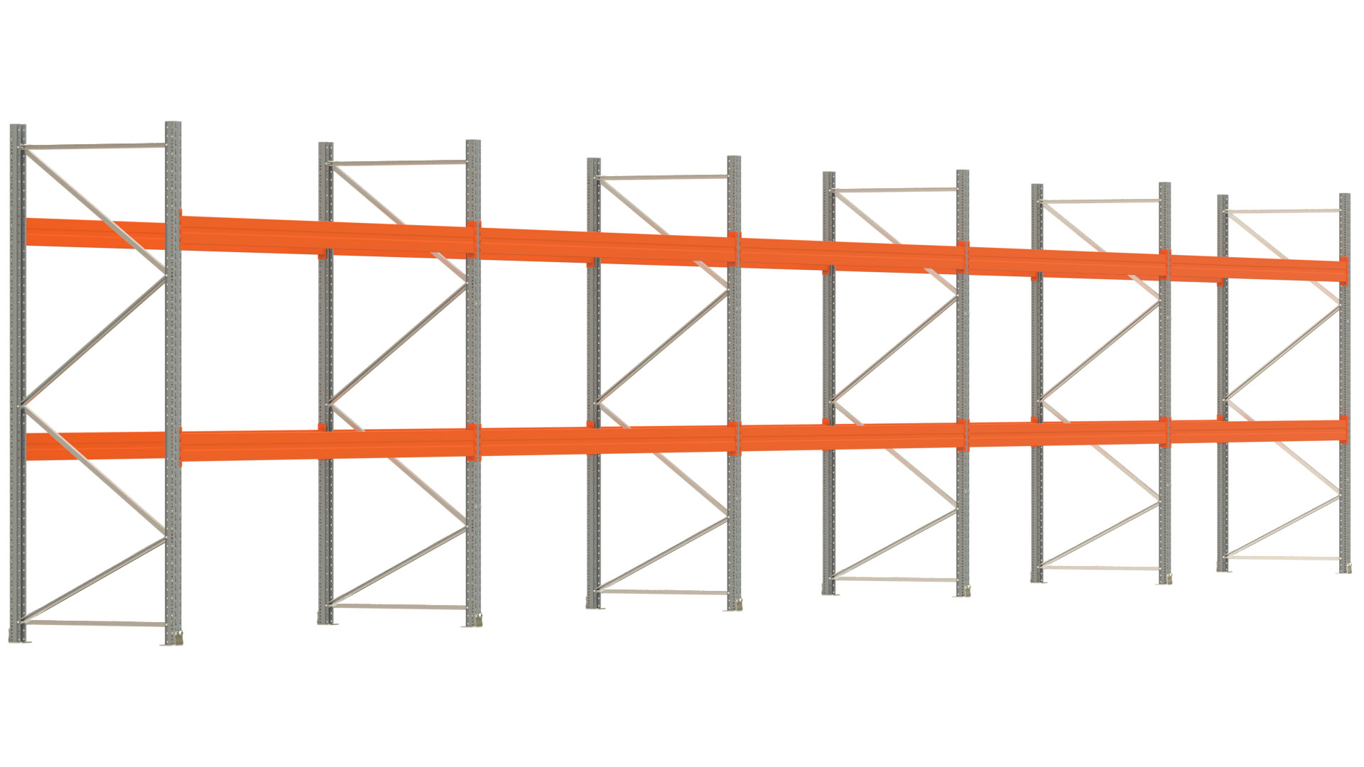 Palettenregal ARTUS - Breite 1851 cm - Höhe 300 cm - Tiefe 110 cm - Fachlast 3700 kg - 60 Palettenstellplätze
