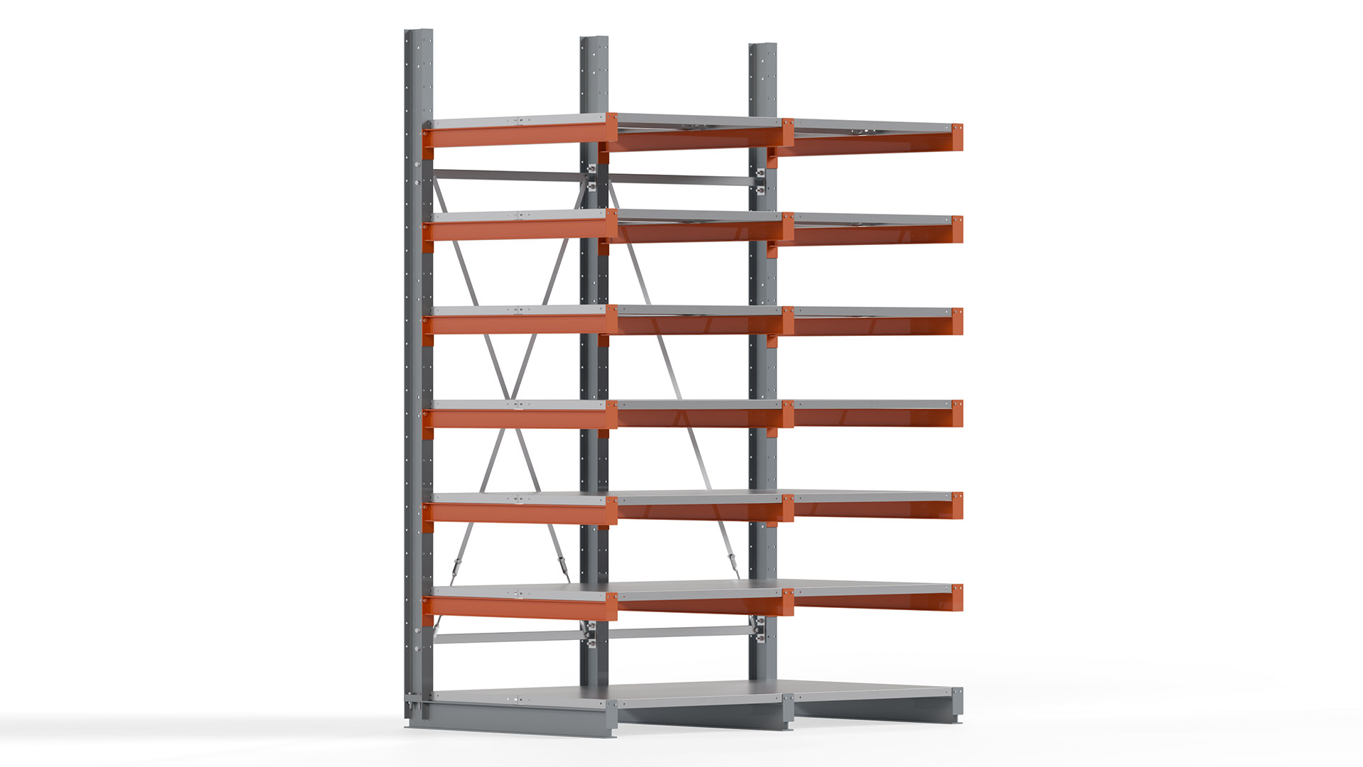 Kragarmregal KARL basic - lackiert - Breite: 200 cm - Höhe: 300 cm - Tiefe: 120 cm - Traglast je Kragarm: 370 kg - einseitig