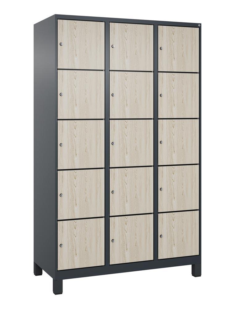 Fächerschrank mit MDF Türen, Breite 120 cm, Höhe 195 cm, Tiefe 50 cm, 15 Fächer