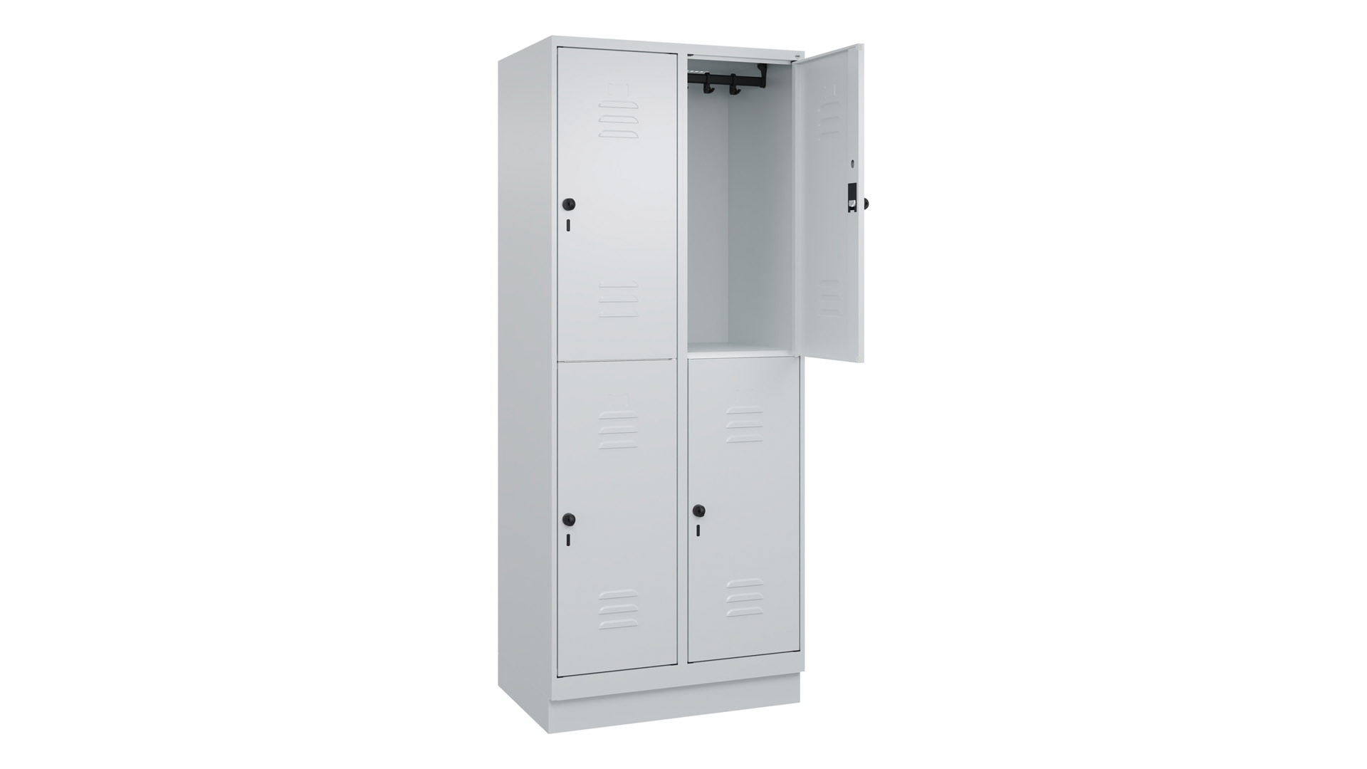 Garderobenspind doppelstöckig, Breite 80 cm, Höhe 195 cm, Tiefe 50 cm, 4 Fächer