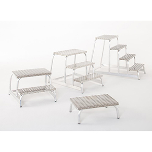 Arbeitspodest, starr, Aluminium, 1 Stufe 200 mm tief, Podesthöhe 200 mm, Arbeitshöhe 2200 mm, 3 kg, Grundfläche 580x400 mm, Plattform 350x577 mm