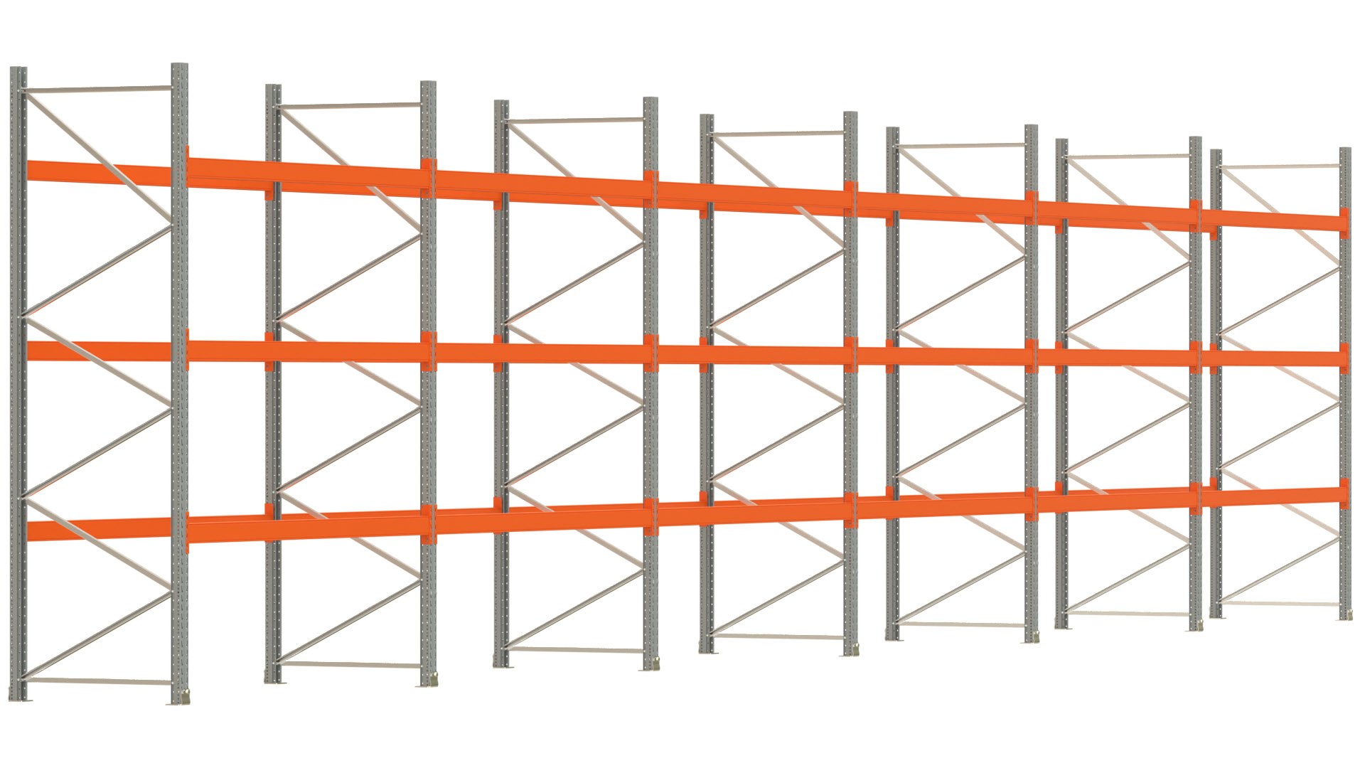 Palettenregal ARTUS - Breite 1679,5 cm - Höhe 350 cm - Tiefe 110 cm - Fachlast 2000 kg - 72 Palettenstellplätze