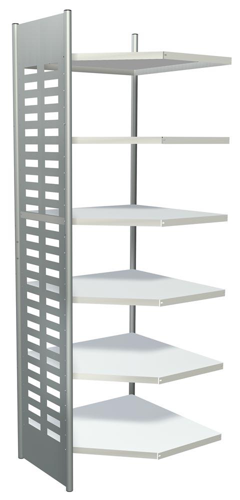 Büroregal, Eckfeld, BxTxH 400x500x2600 mm