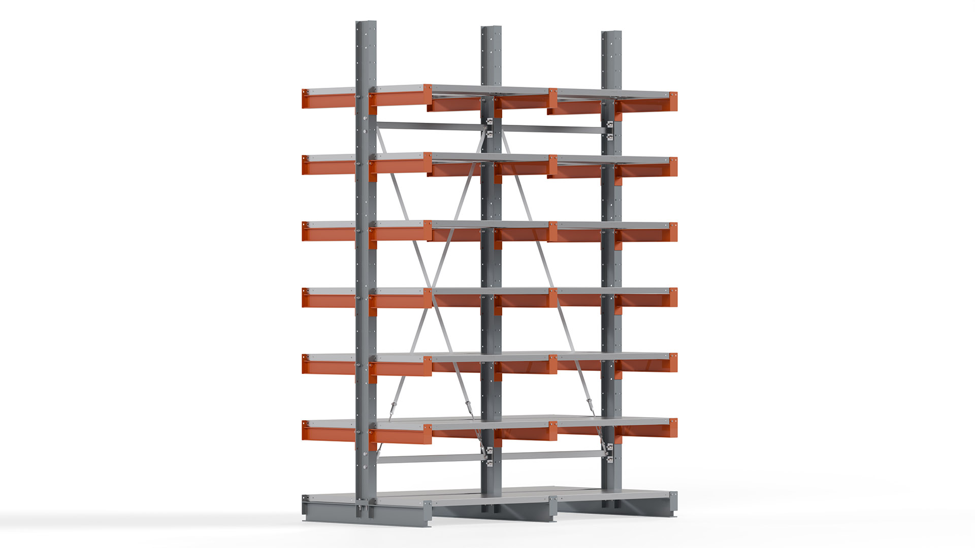 Kragarmregal KARL basic - lackiert - Breite: 200 cm - Höhe: 300 cm - Tiefe: 50 cm - Traglast je Kragarm: 870 kg - beidseitig