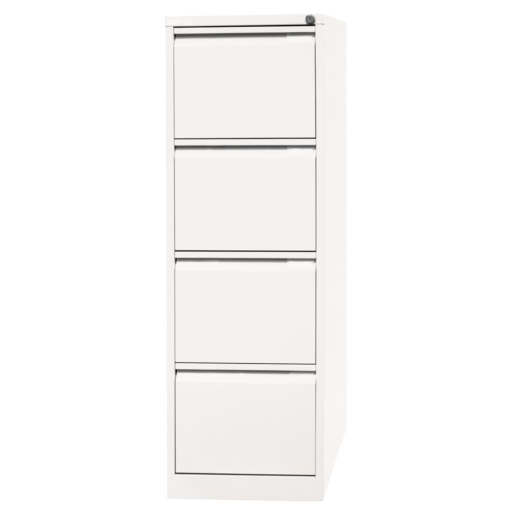 Hängeregisterschrank, BxTxH 413x622x1321 mm, einbahnig, 4 Schubladen, Griffleiste, verkehrsweiß