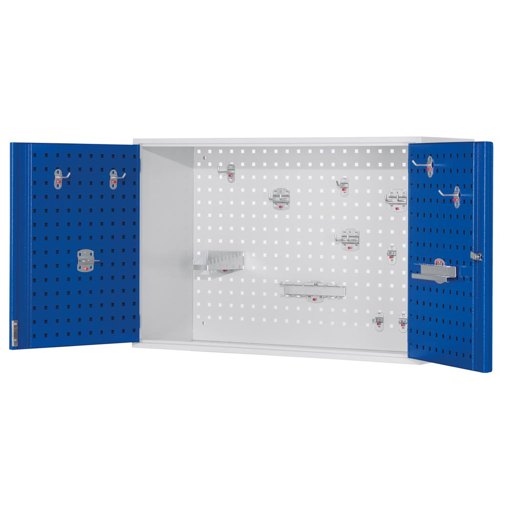 Hängeschrank, BxTxH 920x335x620 mm,Loch- und Schlitzplatte RAL 7035/7016