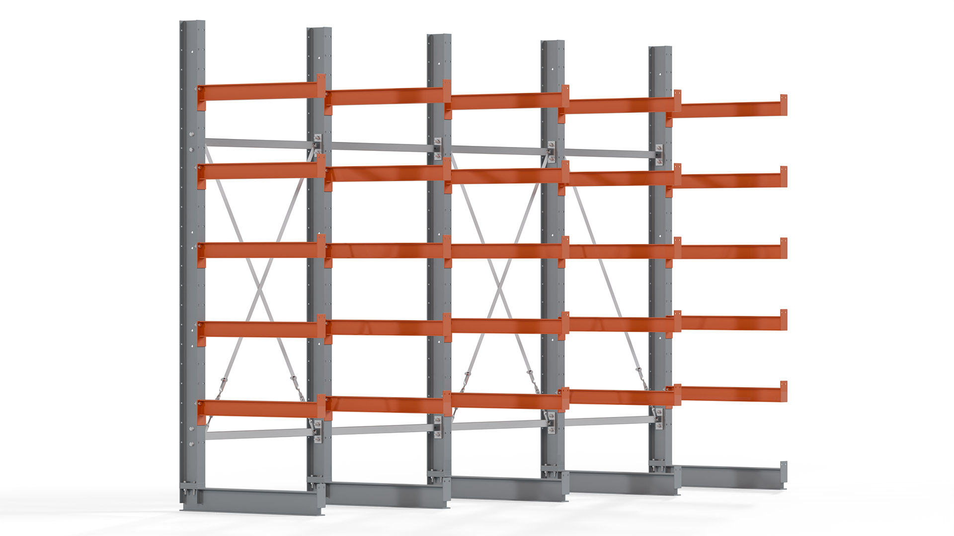 Kragarmregal KARL basic - lackiert - Breite: 400 cm - Höhe: 250 cm - Tiefe: 80 cm - Traglast je Kragarm: 550 kg - einseitig