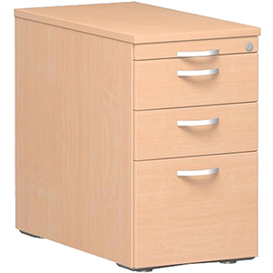 Bürocontainer, Standcontainer, BxTxH 438x800x720 mm, 1 Utensilienschub, 2 Metallschubladen, 1 Hängeregistratur, Schloss, buche