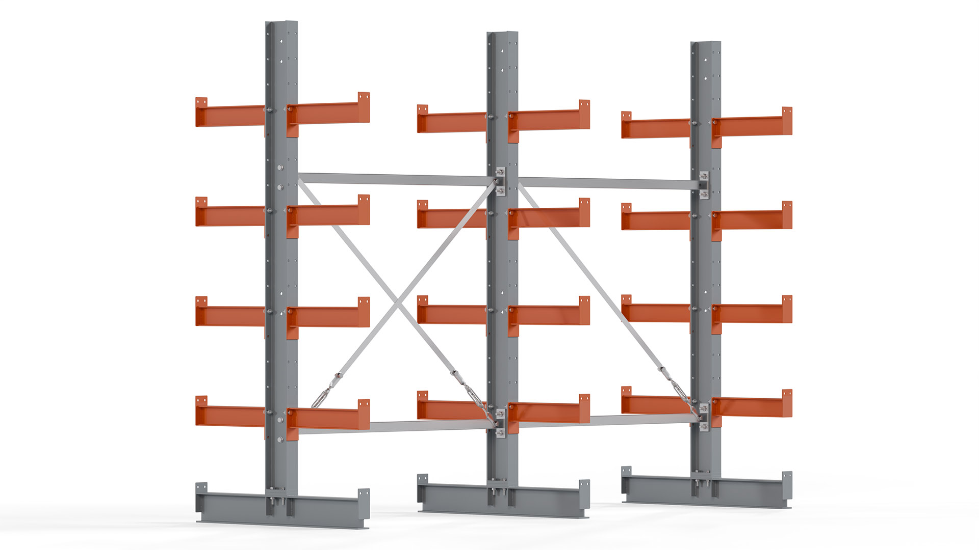 Kragarmregal KARL basic - lackiert - Breite: 256 cm - Höhe: 200 cm - Tiefe: 40 cm - Traglast je Kragarm: 1100 kg - beidseitig