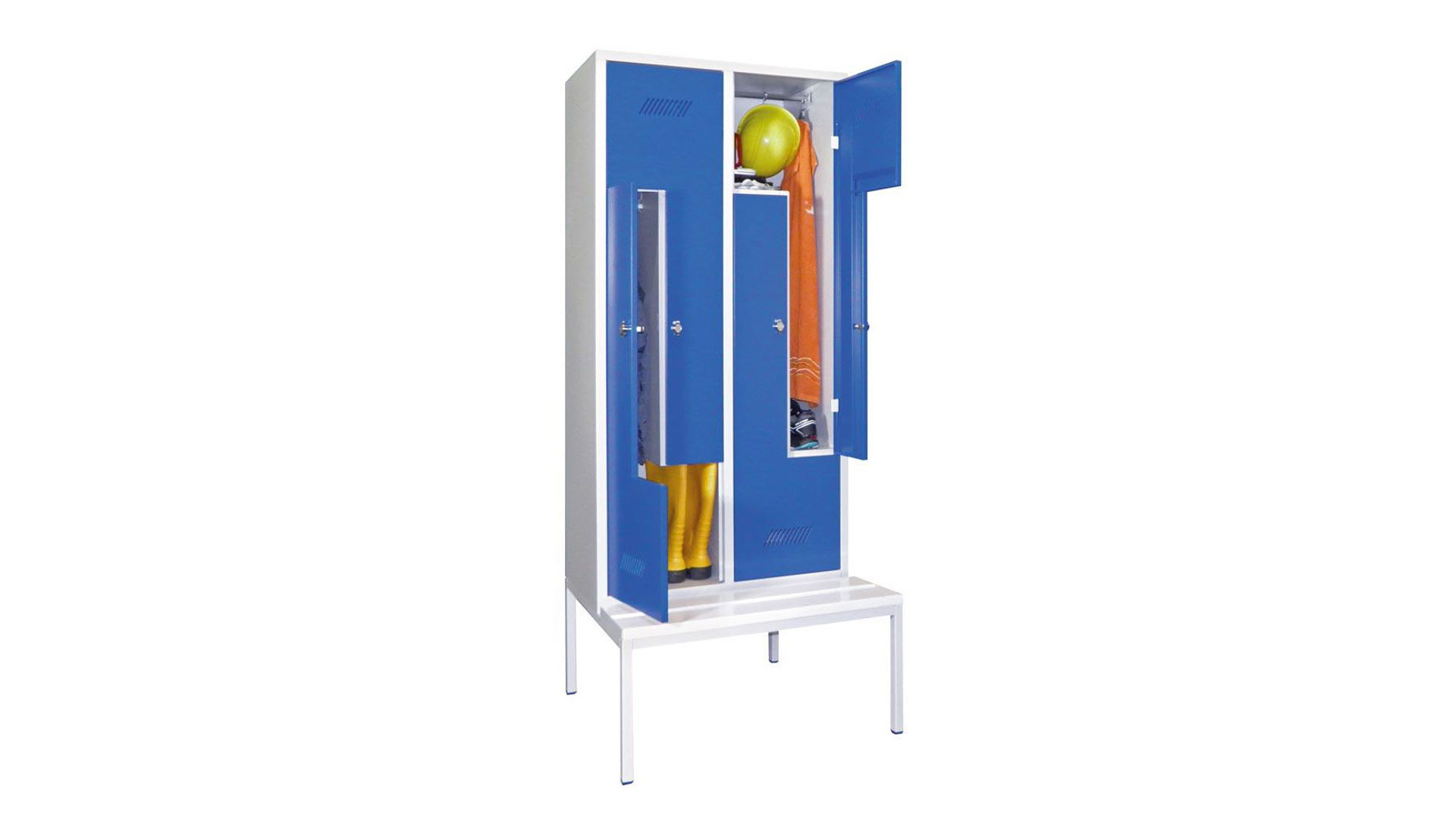 Z-Spind, Breite 80 cm, Höhe 210 cm, Tiefe 80 cm, 4 Abteile