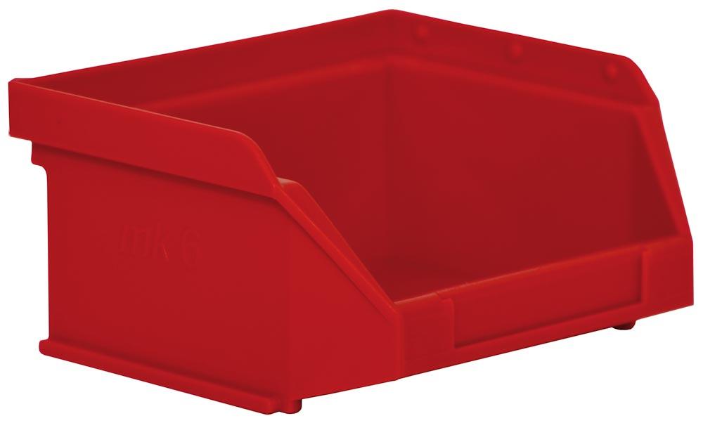 Sichtlagerkasten, PE, Volumen 0,26 Liter, Größe 6, BxTxH außen/innen 100x85x50/86x63x39 mm, Farbe rot, VE 50 Stück