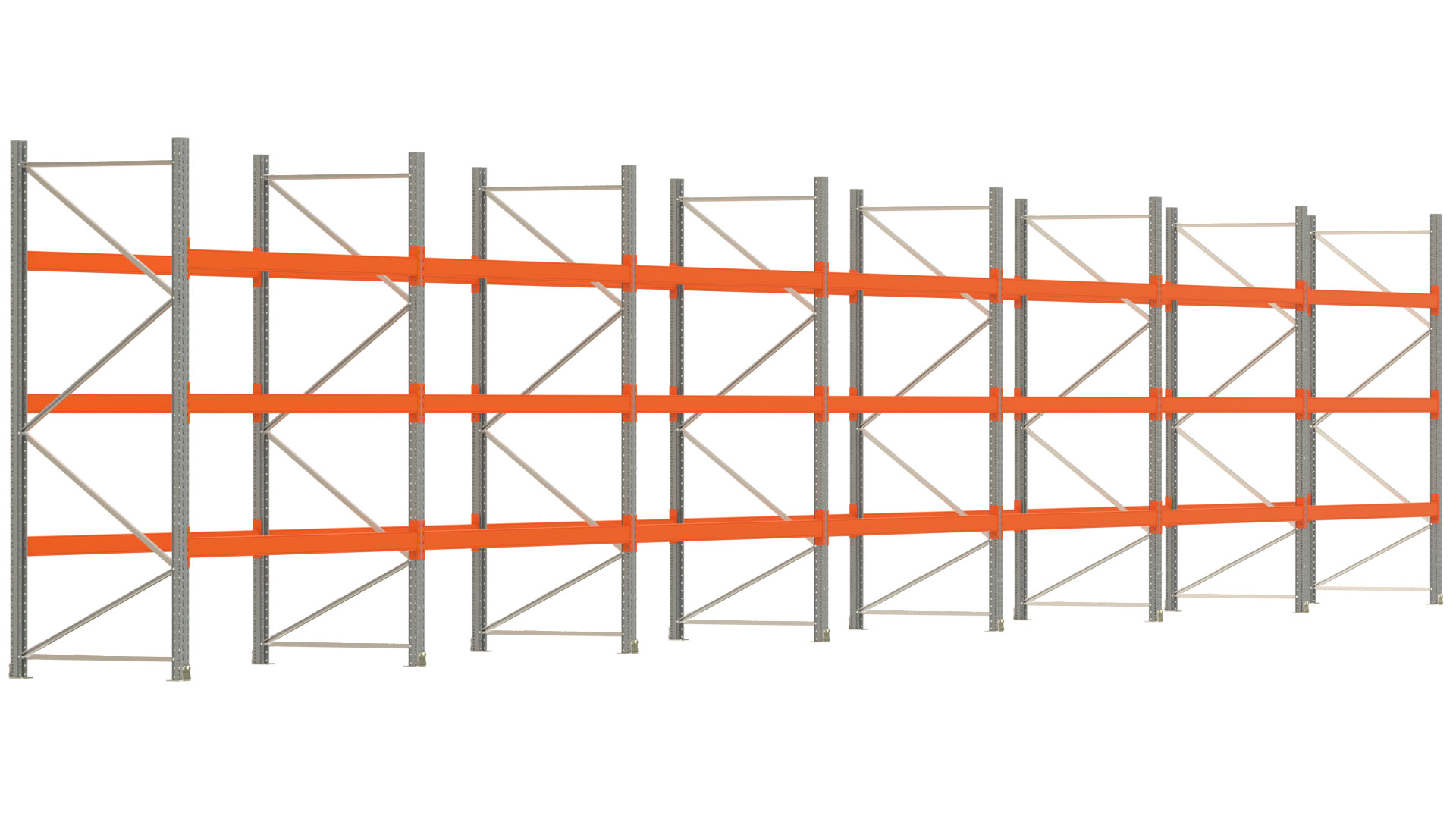 Palettenregal ARTUS - Breite 1958 cm - Höhe 300 cm - Tiefe 110 cm - Fachlast 2000 kg - 84 Palettenstellplätze
