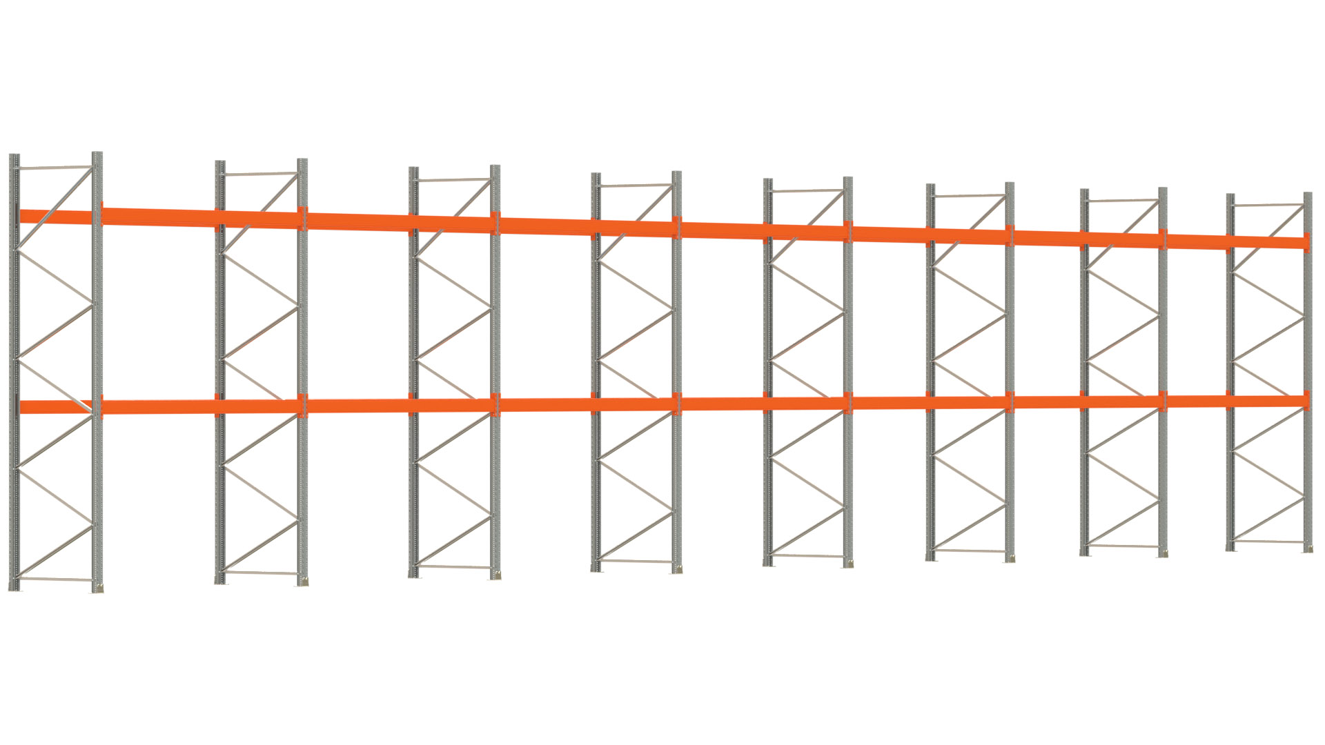 Palettenregal ARTUS - Breite 1958 cm - Höhe 400 cm - Tiefe 110 cm - Fachlast 3000 kg - 63 Palettenstellplätze