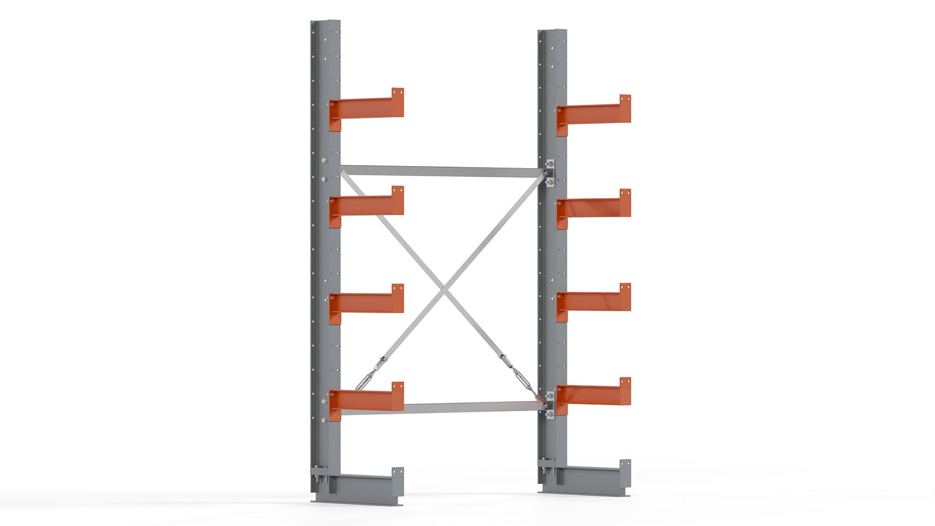 Kragarmregal KARL basic - lackiert - Breite: 128 cm - Höhe: 200 cm - Tiefe: 40 cm - Traglast je Kragarm: 1100 kg - einseitig