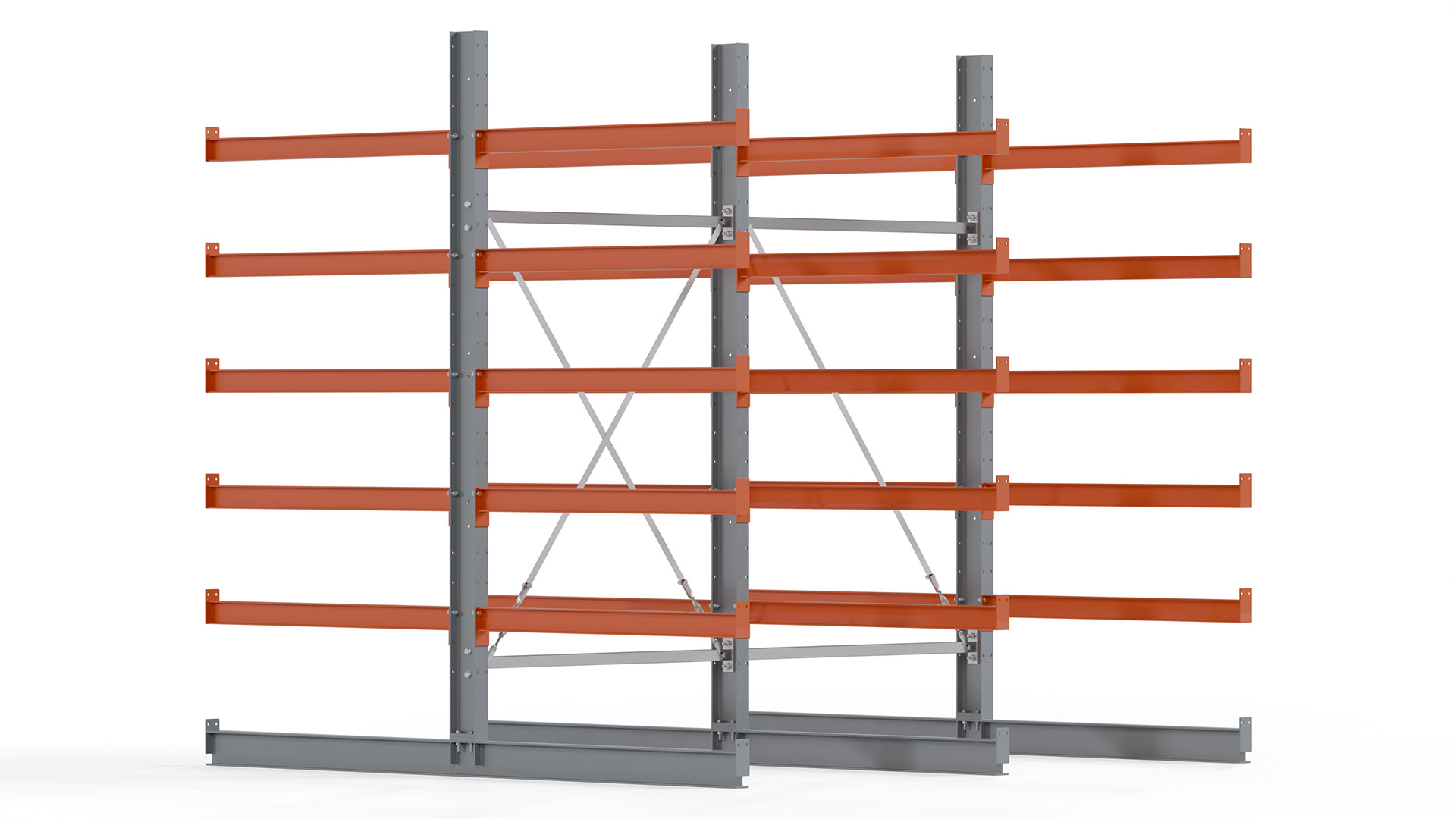 Kragarmregal KARL basic - lackiert - Breite: 256 cm - Höhe: 250 cm - Tiefe: 120 cm - Traglast je Kragarm: 370 kg - beidseitig