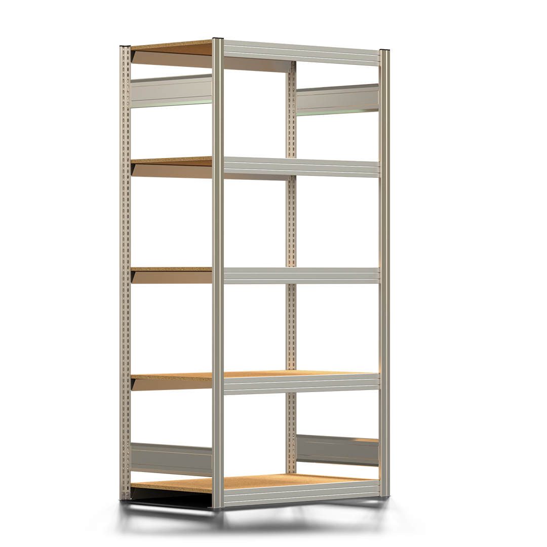 Fachbodenregal BERT - Breite: 100,5 cm - Tiefe: 60 cm - Höhe: 200 cm - 5 Böden - Grundregal