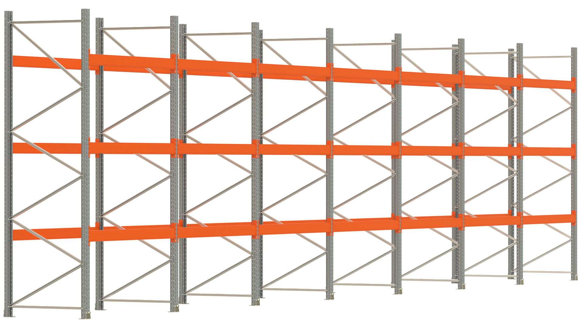 Palettenregal ARTUS - Breite 1398 cm - Höhe 350 cm - Tiefe 110 cm - Fachlast 2000 kg - 56 Palettenstellplätze