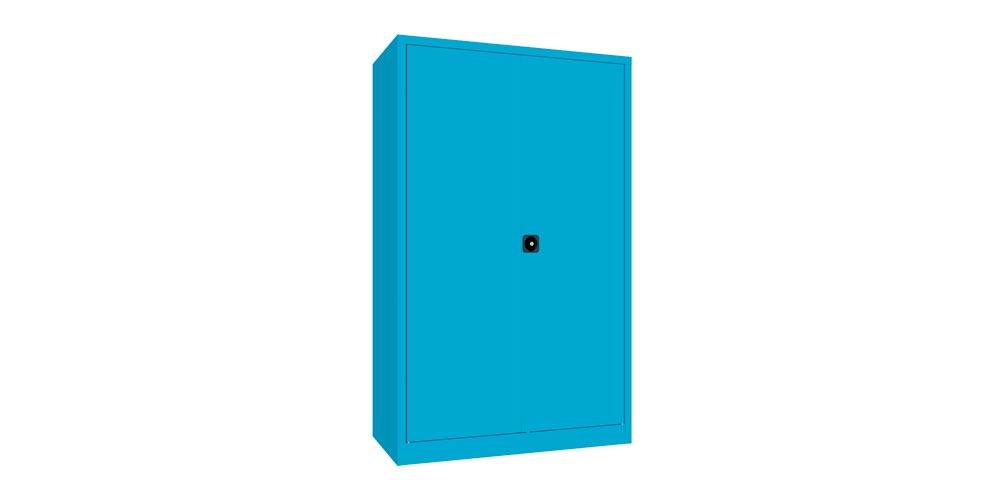 Flügeltürenschrank - Vollblechtüren - 1.950x1.200x600 mm (HxBxT) - 4 Einlegeböden verzinkt - Zylinderschloss - himmelblau