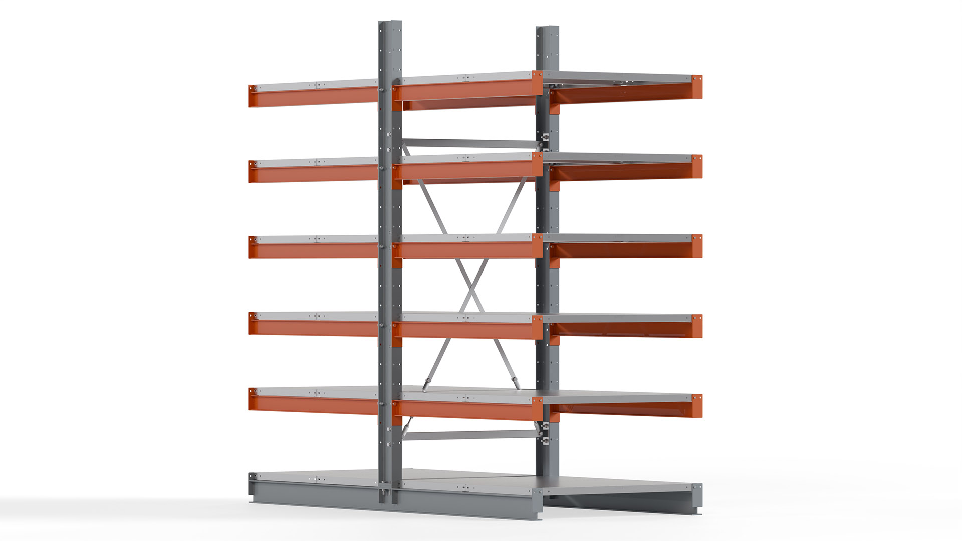 Kragarmregal KARL basic - lackiert - Breite: 100 cm - Höhe: 250 cm - Tiefe: 120 cm - Traglast je Kragarm: 370 kg - beidseitig