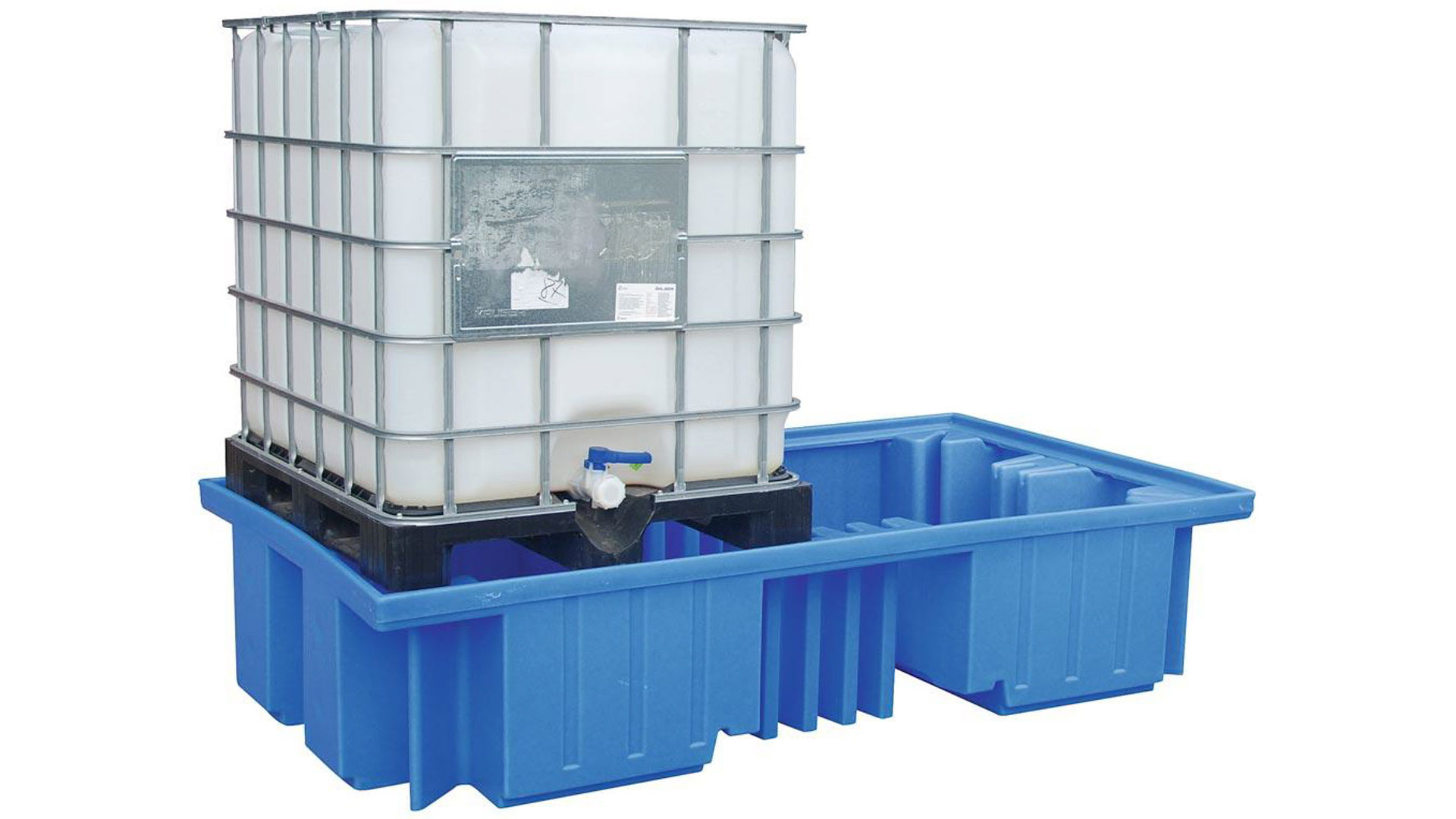 Säurebeständige Auffangwanne aus PE - 1.000 l Volumen - für 2 IBC-Container