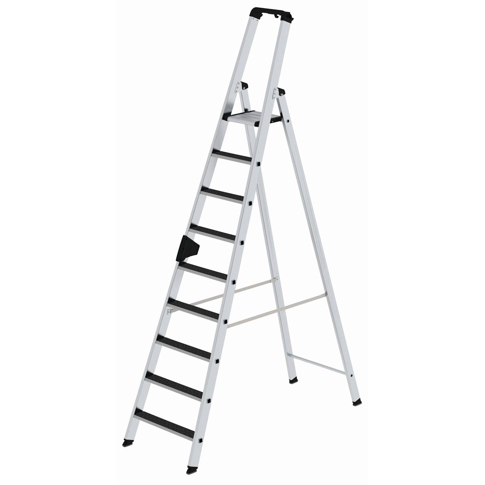 Stufenstehleiter, Alu, 9 Stufen,AH4,10m einseitig begehbar, Höhe 2,76 m, R13