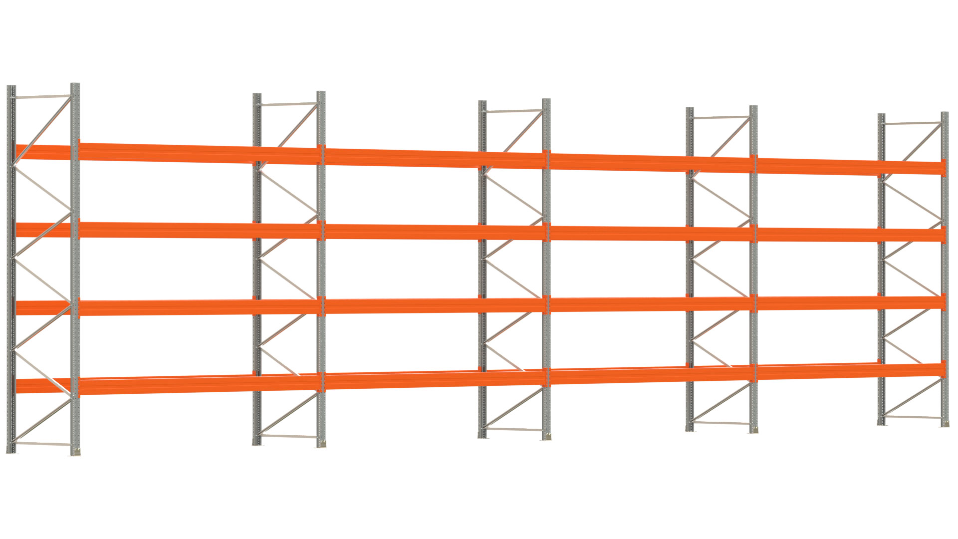 Palettenregal ARTUS - Breite 1482,5 cm - Höhe 400 cm - Tiefe 110 cm - Fachlast 2400 kg - 80 Palettenstellplätze