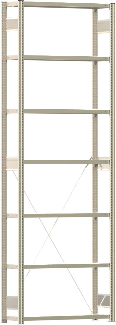 Fachbodenregal BERT - Breite: 100,5 cm - Tiefe: 30 cm - Höhe: 300 cm - 7 Böden - Grundregal