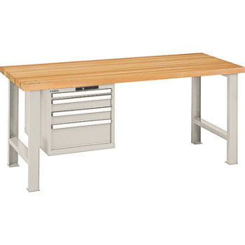Werkbank, Breite 200 cm, Tiefe 80 cm, Höhe 108 cm, 4 Schublade(n), Platte: Buche-Riegel