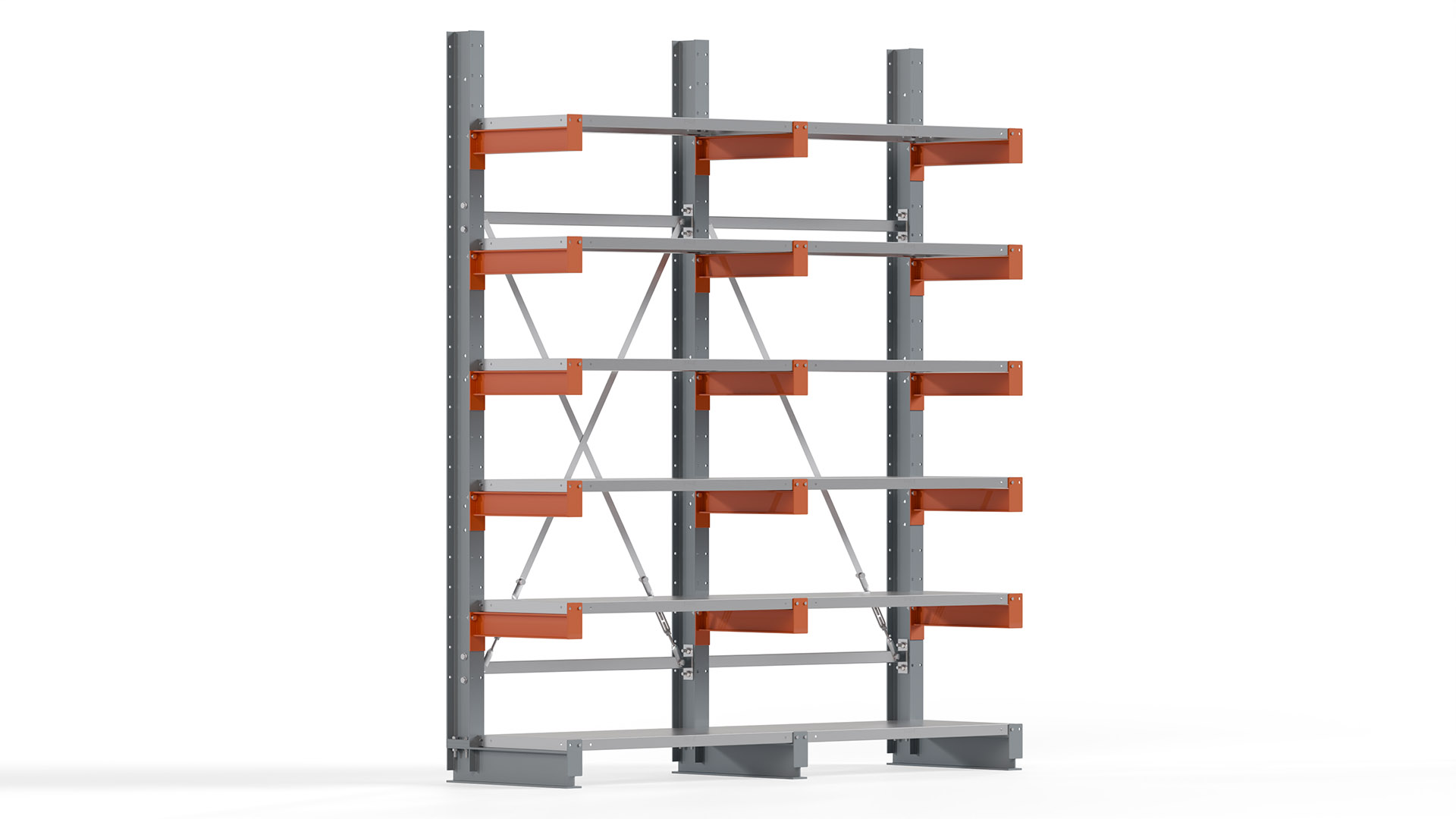 Kragarmregal KARL basic - lackiert - Breite: 200 cm - Höhe: 250 cm - Tiefe: 50 cm - Traglast je Kragarm: 870 kg - einseitig