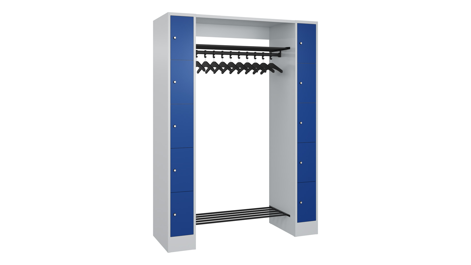 Garderobe, Garderobenanlage, Breite 143 cm, Höhe 195 cm, Tiefe 48 cm, 10 Fächer